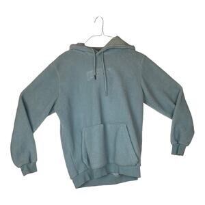 Echt women's large fuzzy blue hoodie sweatshirt logo pullover athletic workout